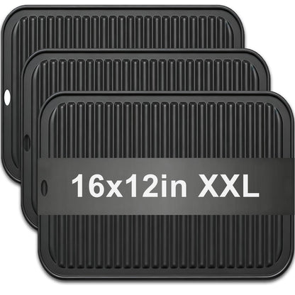 Extra Large Silicone Trivets for Hot Pots and Pans 16x12 Inch, Heat Resistant Hot Pads for Countertops, Hot Dishes, Pot Holders for Kitchen, 2 Pieces, Black