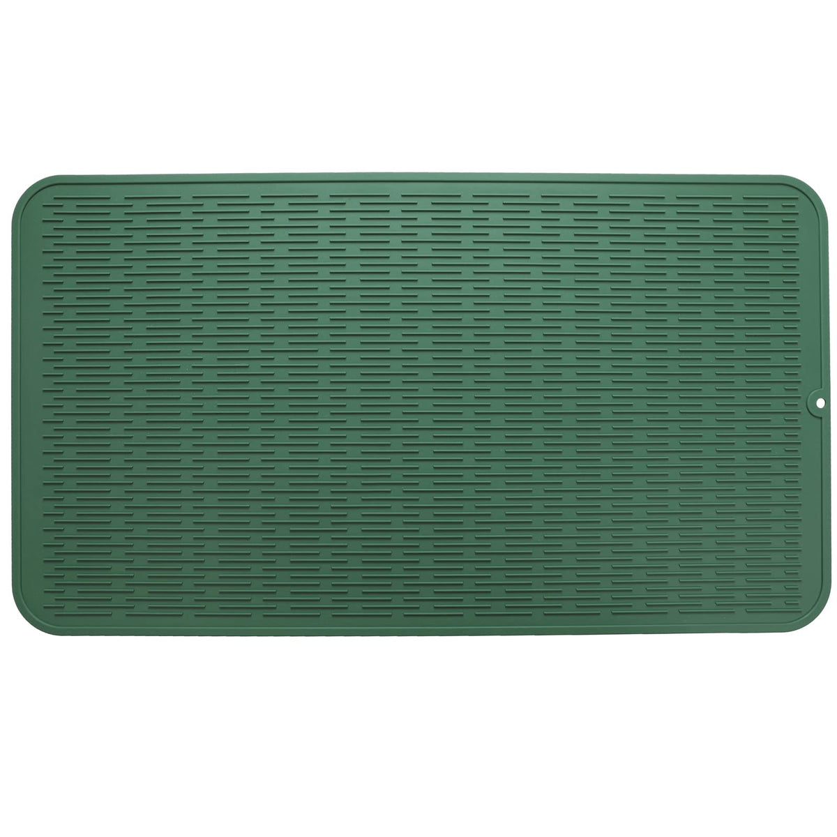 MicoYang Silicone Dish Drying Mat — Quick-Dry Ridges Counter & Sink Pad, Heat-Resistant Trivet to 450°F, Non-Slip & Dishwasher Safe, Roll-Up Storage, 18 Colors & 9 Sizes (Black, 16"×12")
