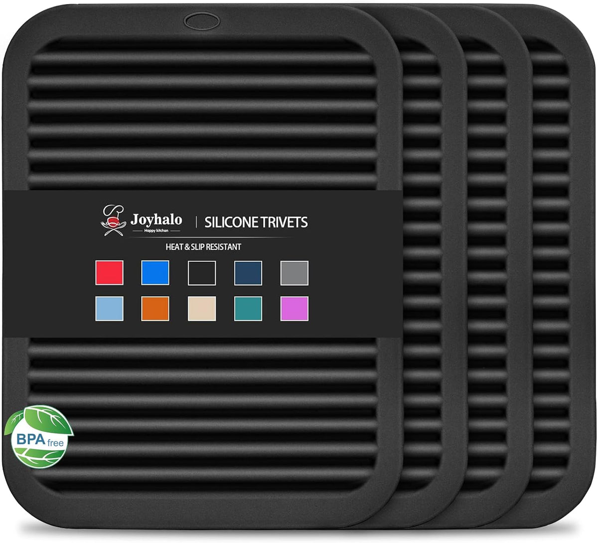 Joyhalo 4 Pack Square Silicone Trivets