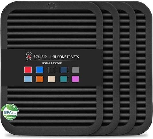Joyhalo 4 Pack Square Silicone Trivets