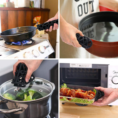 CHEFBEE 3PCS Heat Resistant Silicone Trivet Mats for Hot Dishes, Black