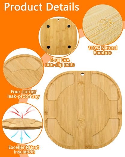Piemow Bamboo Trivet Compatible with Ninja Crispi, Heat Resistant Pad