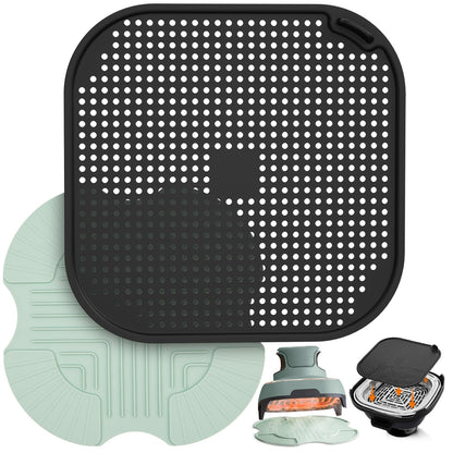 2 PCS Silicone Trivet & Splatter Shield for Ninja Crispi,Dark Blue&Black