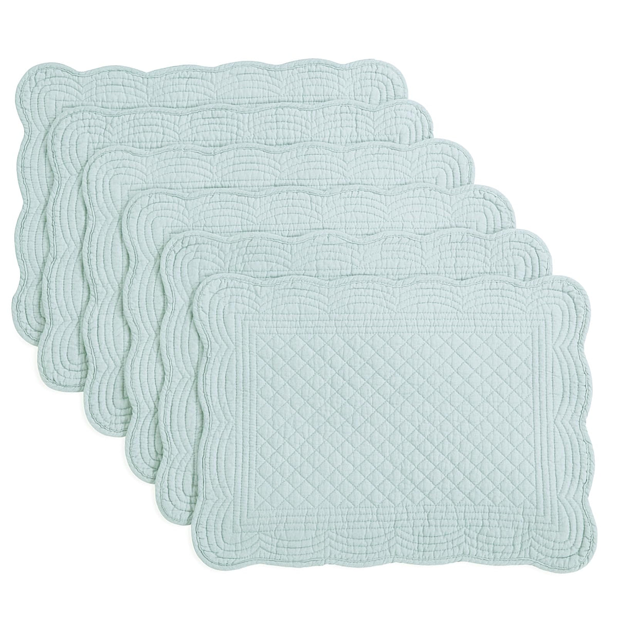 HOMBYS Quilted Placemats Set of 6 Washable-13x18 inches Rectangular Placemats for Kitchen Table-100% Cotton Fabric Rectangular Table Mats, (Sapphire Blue)