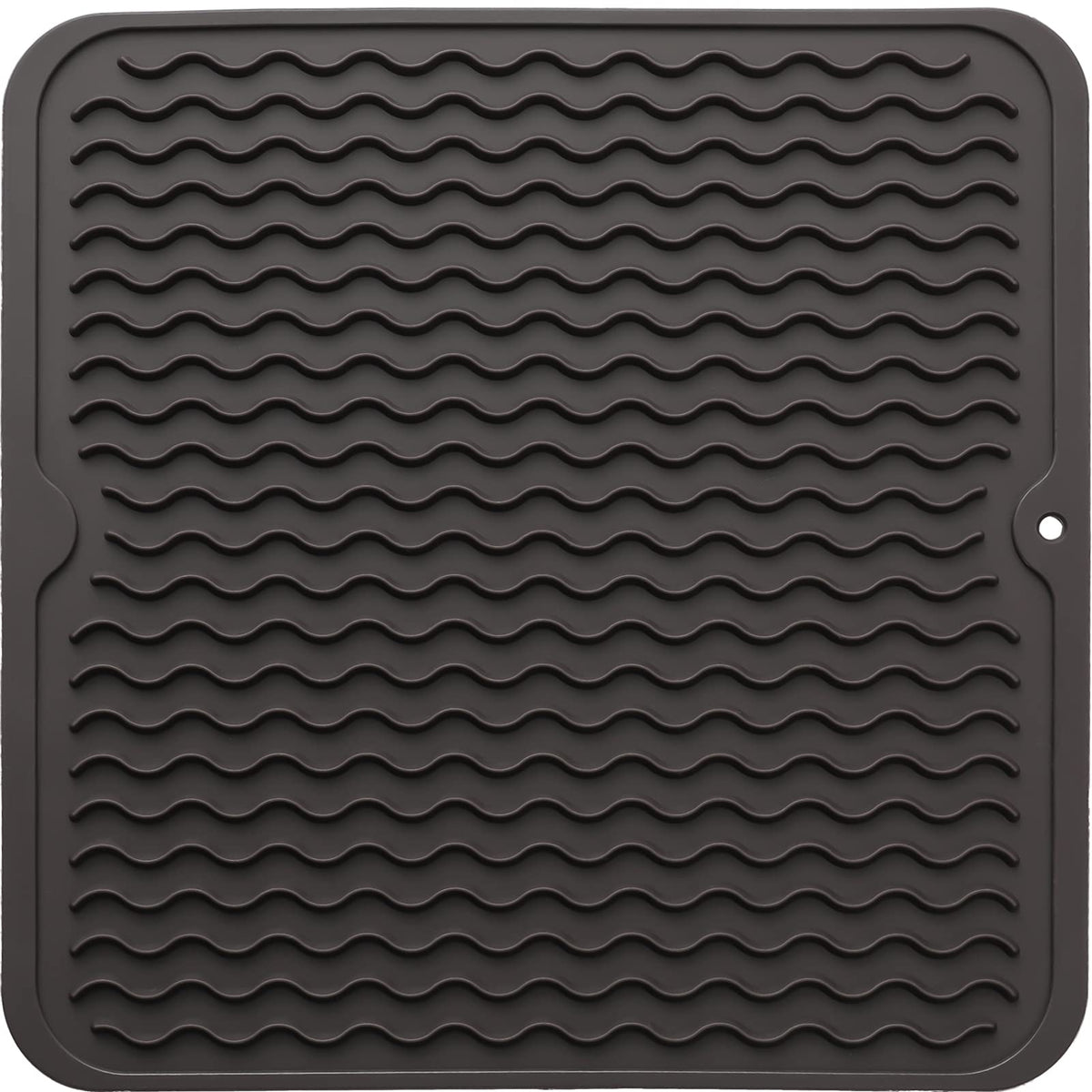 MicoYang Silicone Dish Drying Mat — Quick-Dry Ridges Counter & Sink Pad, Heat-Resistant Trivet to 450°F, Non-Slip & Dishwasher Safe, Roll-Up Storage, 18 Colors & 9 Sizes (Black, 16"×12")