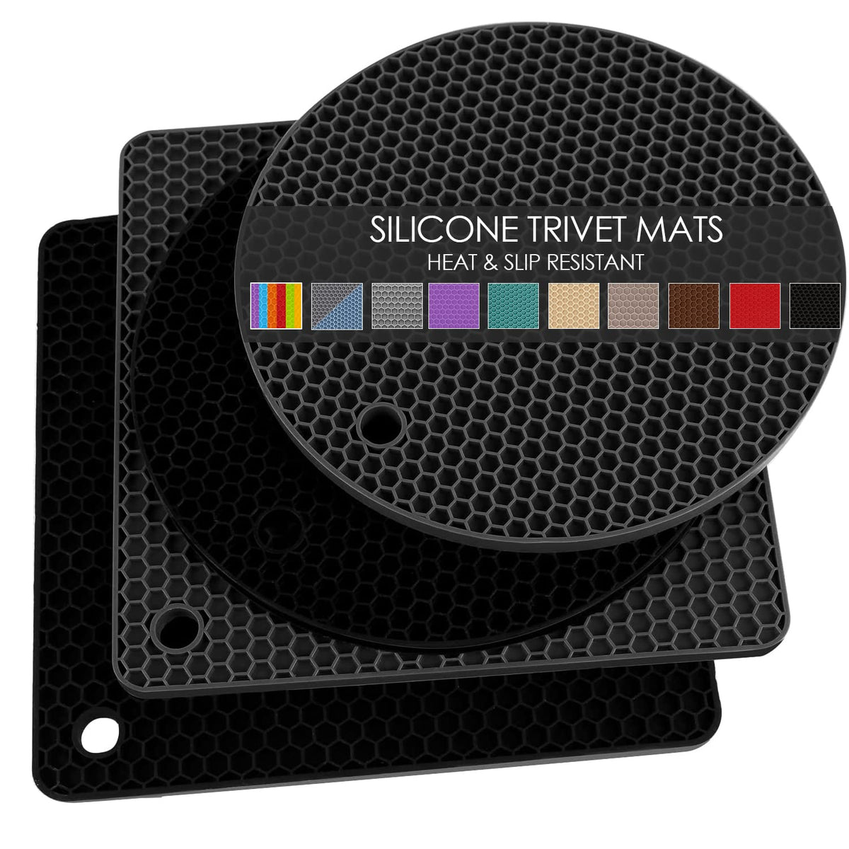 Silicone Trivets for Hot Dishes, 4 PCS Multipurpose Heat Resistant Mat Thick Silicone Hot Pads Pot Holders for Kitchen Counter, Flexible Jar Opener Food Grade Spoon Holder, Silicone Coasters (Almond)