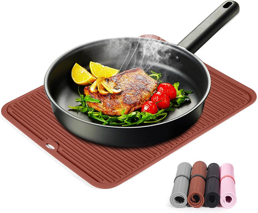 Silicone Trivet Mat Extra Large Heat Resistant Non-Slip Pot Holder Multi Purpose Kitchen Hot Pad for Hot Dish Mat Utensil Drying Rack 14.2"×11 "