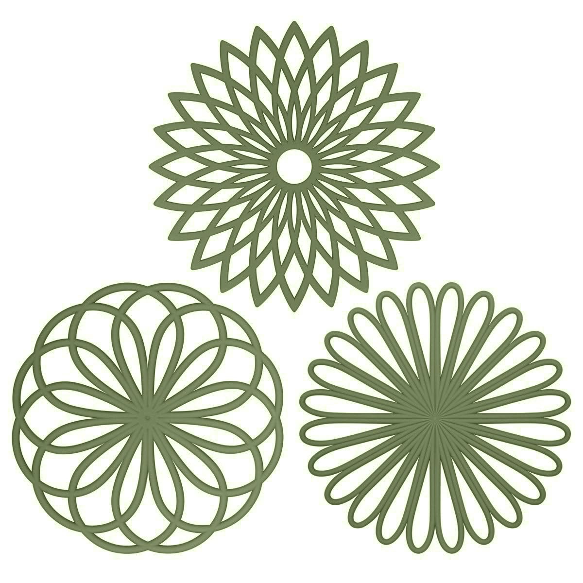 ME.FAN Silicone Trivet Mat - Kitchen Hot Pads for Pots & Dish - Insulated Teapot Trivet - Flexible, Durable, Non-Slip Large Coasters 3 Set Desert Sage