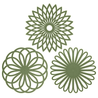 ME.FAN Silicone Trivet Mat - Kitchen Hot Pads for Pots & Dish - Insulated Teapot Trivet - Flexible, Durable, Non-Slip Large Coasters 3 Set Desert Sage
