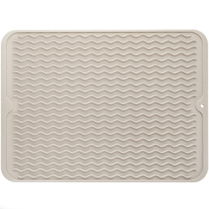 MicoYang Silicone Dish Drying Mat — Quick-Dry Ridges Counter & Sink Pad, Heat-Resistant Trivet to 450°F, Non-Slip & Dishwasher Safe, Roll-Up Storage, 18 Colors & 9 Sizes (Black, 16"×12")