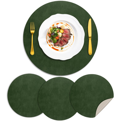 ADRIMER Faux Leather Placemats Set of 6, Heat Resistant 13"x13", Walnut