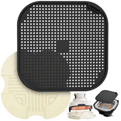 2 PCS Silicone Trivet & Splatter Shield for Ninja Crispi,Dark Blue&Black