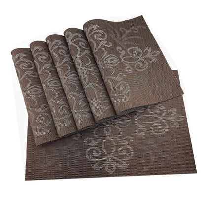 Luxury Gold Placemats Set of 6 Crossweave Woven Vinyl Placemat for Dining Table Heat Resistant Non-Slip Kitchen Table Mats Easy to Clean