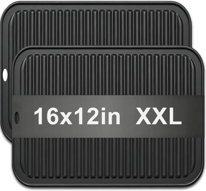 Extra Large Silicone Trivets for Hot Pots and Pans 16x12 Inch, Heat Resistant Hot Pads for Countertops, Hot Dishes, Pot Holders for Kitchen, 2 Pieces, Black