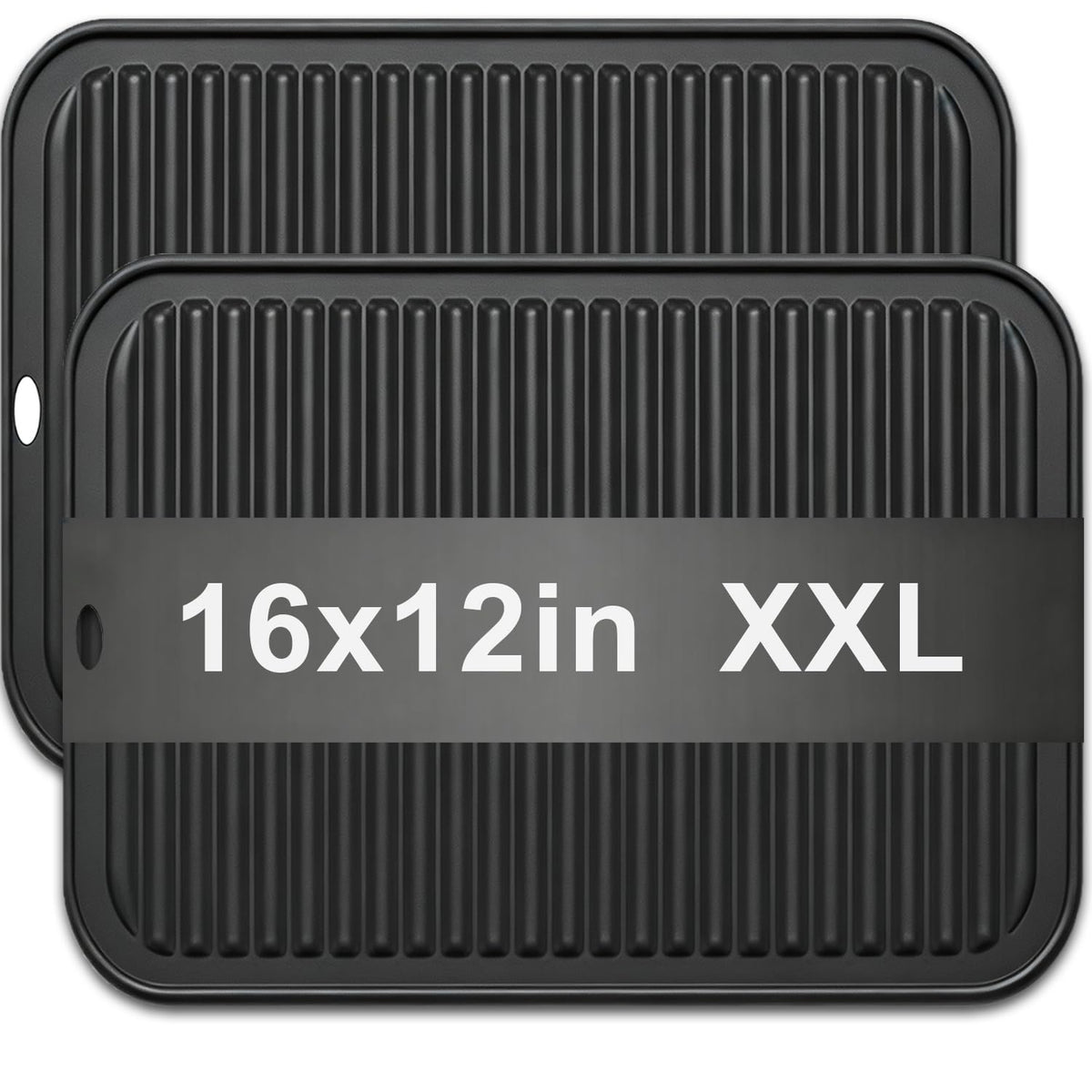 Extra Large Silicone Trivets for Hot Pots and Pans 16x12 Inch, Heat Resistant Hot Pads for Countertops, Hot Dishes, Pot Holders for Kitchen, 2 Pieces, Black