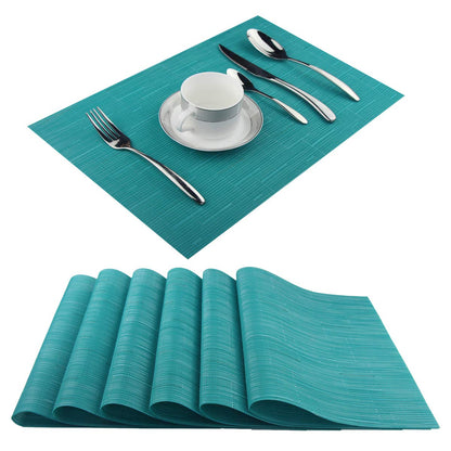 Vinyl Placemats Heat-Resistant Table Mats Washable Easy Clean Plastic Placemats for Dining Table Set of 4 (Red)