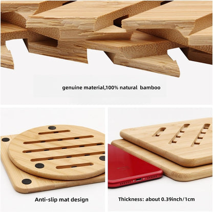 Hot Pads Trivet,Table Solid Bamboo Wood Trivets for Hot Dishes and Pot with Non-Slip Pads Heat Resistant Pads Teapot Trivet 4pcs(Multi Size,2 Square 2 Round)
