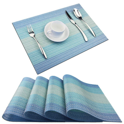 PIGCHCY Placemats,Durable Placemats for Dining Table,Washable Woven Vinyl Kitchen Placemats Set of 4 (Brown)