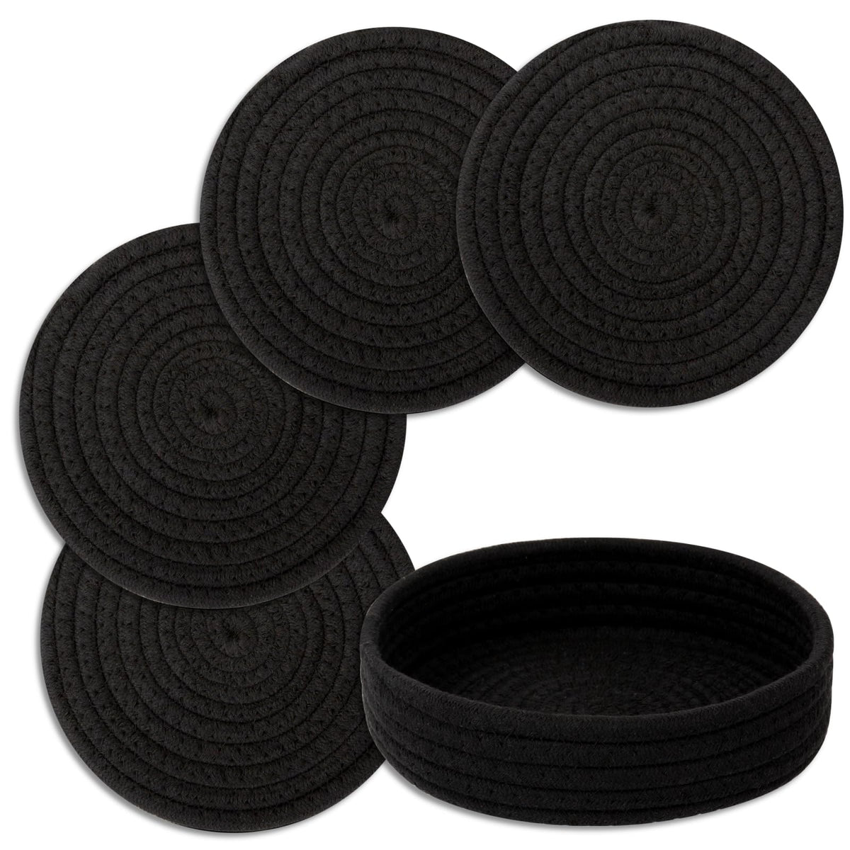 Trivets for Hot Dishes, Pots and Pans, 4 Pcs Hot Pads with Storage Basket