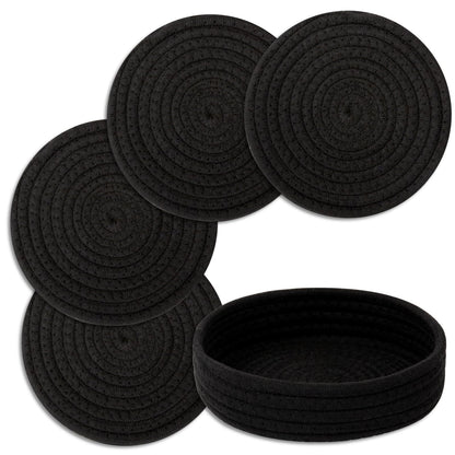 Trivets for Hot Dishes, Pots and Pans, 4 Pcs Hot Pads with Storage Basket