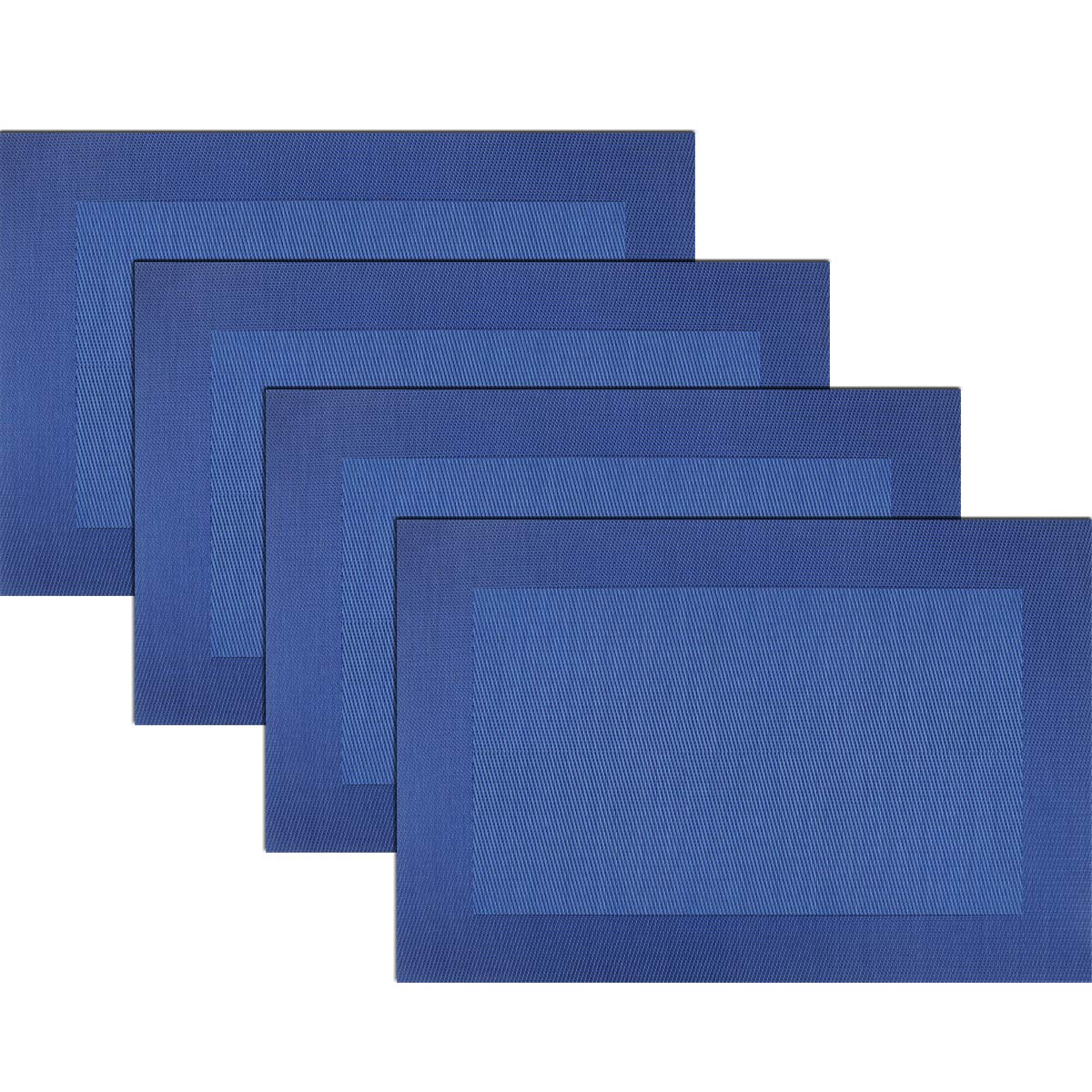 Vinyl Placemats Heat-Resistant Table Mats Washable Easy Clean Plastic Placemats for Dining Table Set of 4 (Red)