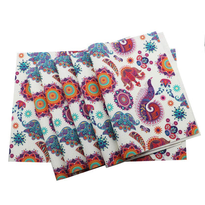 Place Mats PVC Set of 6, Table Placemats Set of 6 PVC Table Mats Natural Color (6 pcs, Red Leaves)