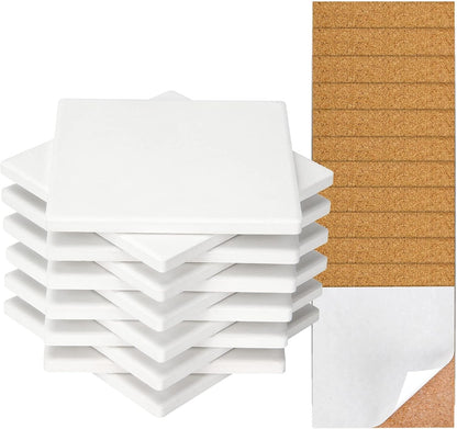 12 Pack 4 in Unglazed Ceramic Coasters with Corks Backing for Art Crafts