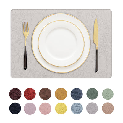 Romanstile Faux Leather Vinyl Placemats Set of 6, Beige