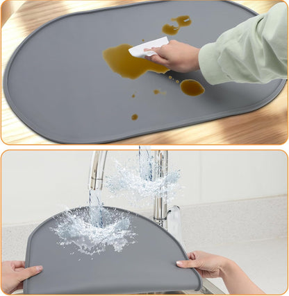 2 Pcs Heat Resistant Mat for Crockpot Slow Cooker - Thickened Silicone Baking Mats, Oval Non Slip Waterproof Heat Resistant Pad, Universal Fit for Most Slow Cookers, Easy to Store