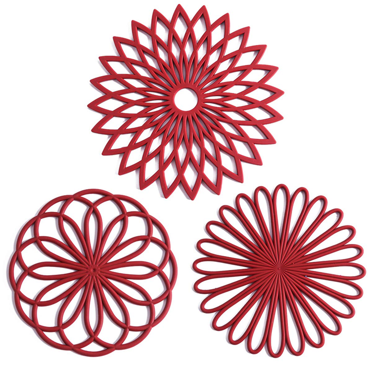 Set of 3 Silicone Trivet Mat - Non-Slip & Heat Resistant Modern Kitchen Hot Pads for Table & Countertop - Trivet for Hot Dishes, Turquoise