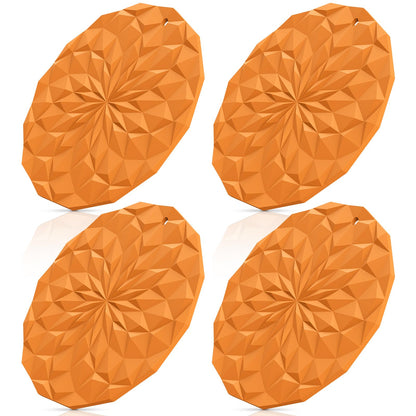 ME.FAN Silicone Trivet Mats - 4 Pack Pot Holders - 7.4'' Thickened Hot Pads for Hot pots, Pans and Dishes, Heat Resistant Silicone Trivet for Table and Counter Top Coffee