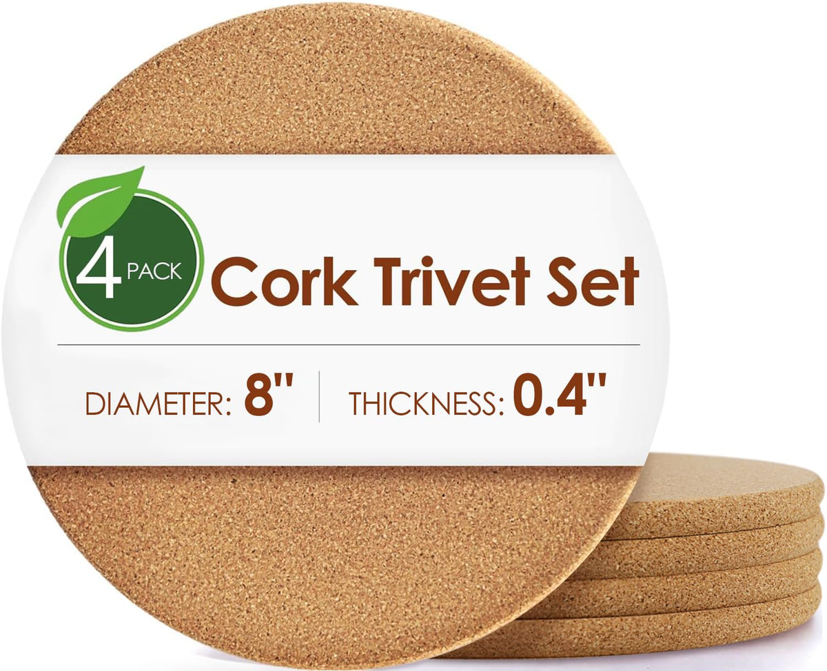 Rectangle Cork Trivets for Hot Dishes, 12" x 7" High-Density Thick Cork Hot Pads Placemats for Pots and Pans, Heat Resistant Hot Pads for Kitchen Countertop Table,2 Pcs Cork Coaster