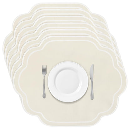 Breling 6 Pcs Cotton Placemats Cotton, Scalloped Edge Sage Green