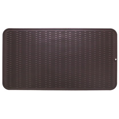 MicoYang Silicone Dish Drying Mat — Quick-Dry Ridges Counter & Sink Pad, Heat-Resistant Trivet to 450°F, Non-Slip & Dishwasher Safe, Roll-Up Storage, 18 Colors & 9 Sizes (Black, 16"×12")