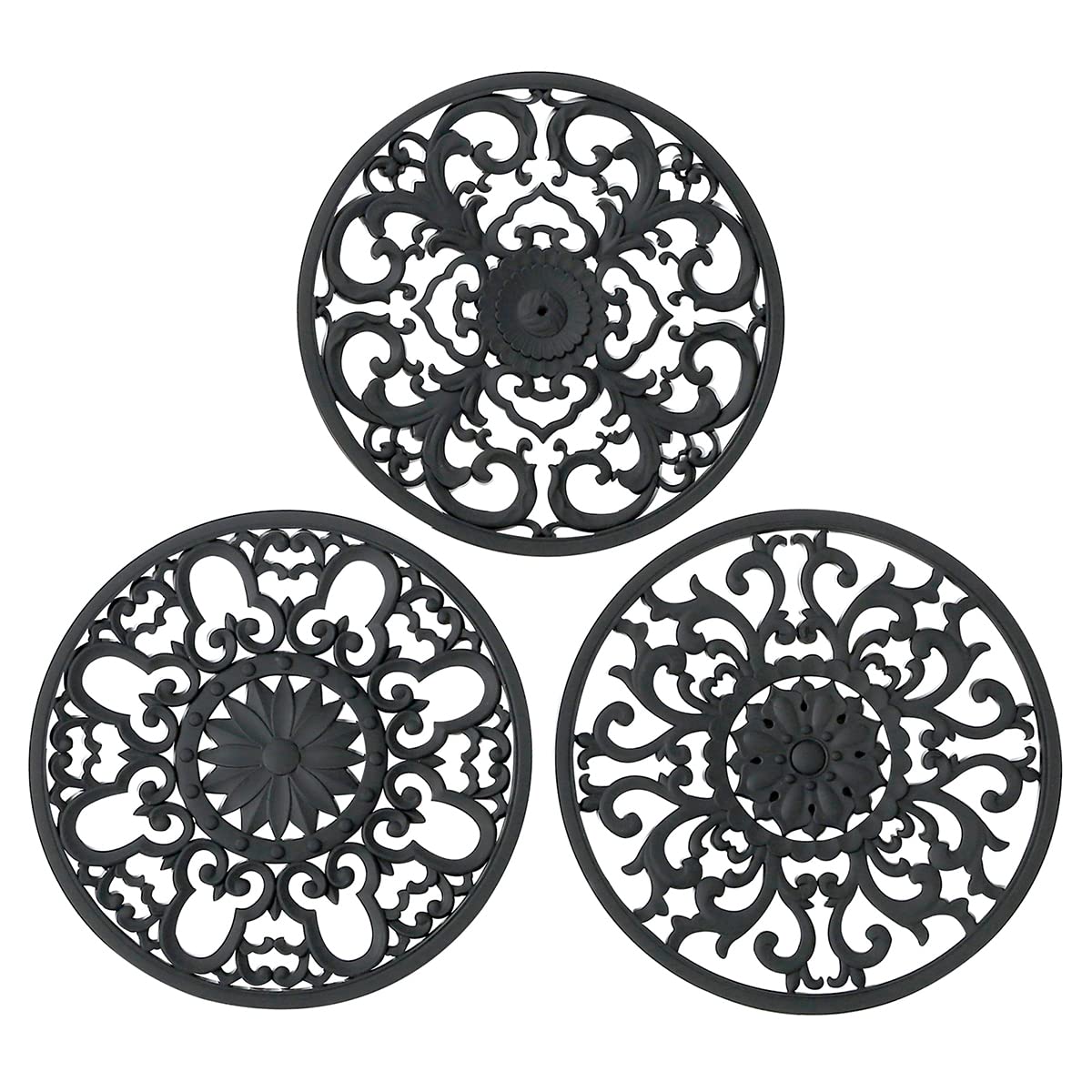 Extra Thick Silicone Trivet Mat for Hot Dishes, Hot Pots and Pans, Pot Holder, Hot Pad to Protect Your Table and Countertop, Kitchen Decor and Accessories,Navy Blue, Set of 3