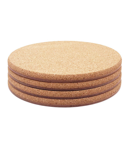 Cork Plant Coasters, Double Layers Hard Cork, 8 Inch, 4 Pcs