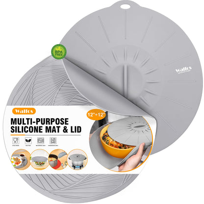 Walfos Silicone Trivets for Hot Pots and Pans - 446°F Heat Resistant Hot Pads for Kitchen Counter- 4 Pcs Multi-Purpose & Versatile Trivet Mat - Long-Lasting & Flexible Silicone Hot Pad（Black）