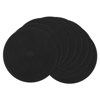 SHACOS Round Braided Placemats Set of 8 Cotton Fabric Round Table Mats Non Slip Washable 15 inch Round Place Mats Home Party Table Decor (Beige, 8)