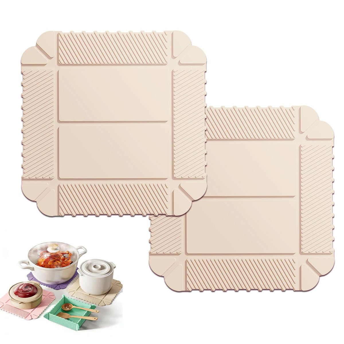 Magnetic Silicone Trivet Mat - Heat Resistant Hot Pad for Hot Dishes, Pots & Pans, Non-Slip Table & Countertop Protector (Lemon Yellow)