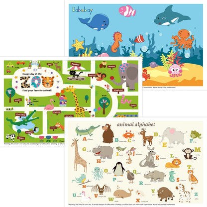 Babebay Disposable Stick-On Placemats for Baby, 40 Pack,4 Designs