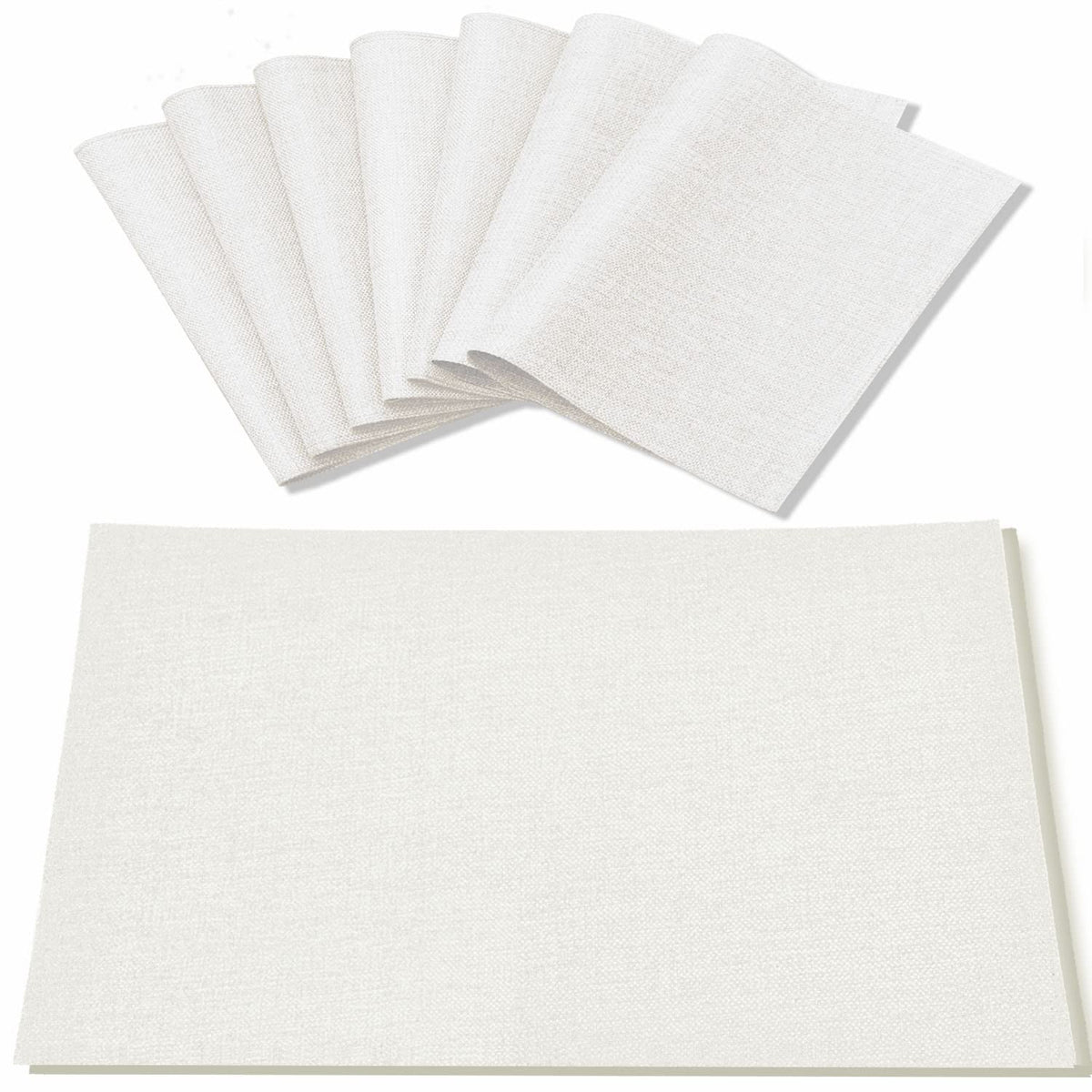 Linen Placemats Set of 8, Machine Washable, Heat Resistant, Wrinkle Free, Thick Polyester Kitchen Place Mats for Dining Table (Orange)
