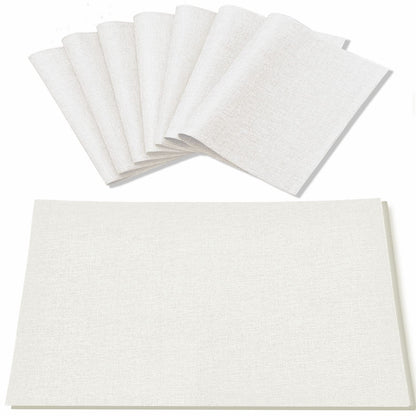 Linen Placemats Set of 8, Machine Washable, Heat Resistant, Wrinkle Free, Thick Polyester Kitchen Place Mats for Dining Table (Orange)