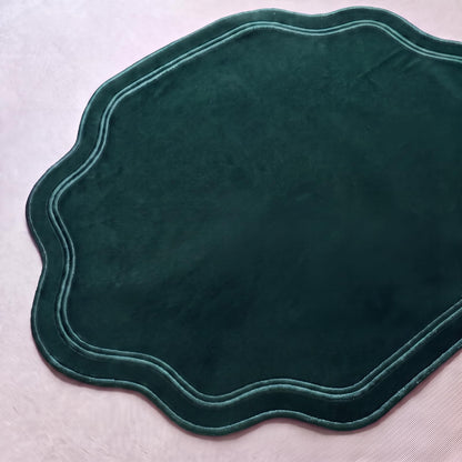 Breling 6 Pcs Cotton Placemats Cotton, Scalloped Edge Sage Green