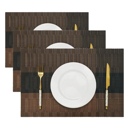 HeloHo Black Placemats Set of 4 Heat-Resistant Washable Place Mats Non-Slip Vinyl Woven Table Mats Wipeable Placemat for Kitchen Dining Table Decoration Indoor Outdoor