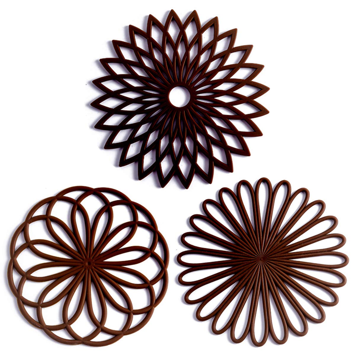 Set of 3 Silicone Trivet Mat - Non-Slip & Heat Resistant Modern Kitchen Hot Pads for Table & Countertop - Trivet for Hot Dishes, Turquoise