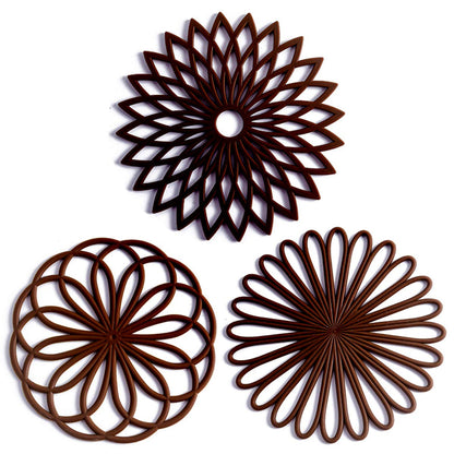 Set of 3 Silicone Trivet Mat - Non-Slip & Heat Resistant Modern Kitchen Hot Pads for Table & Countertop - Trivet for Hot Dishes, Turquoise