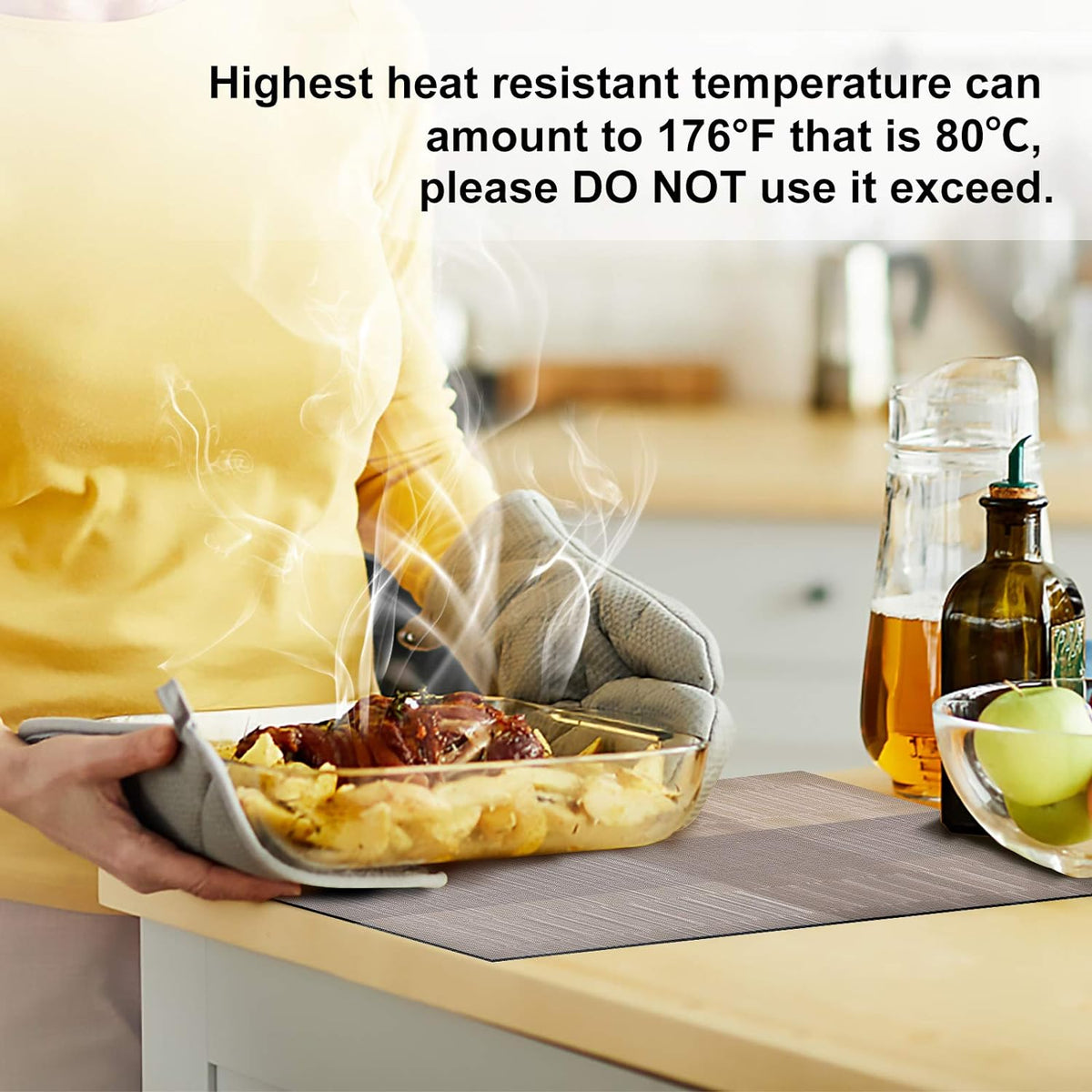 Aofmee Placemats, Placemats Set of 6, Heat Resistant Place Mats, Washable PVC Table Mats, Woven Vinyl Plastic Placemats for Dining Table, Non-Slip Stain Resistant Kitchen Table Placemats Easy to Clean