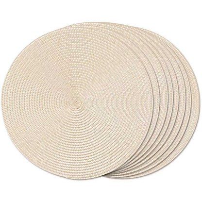 FunWheat Round Braided Placemats Set of 6 Table Mats for Dining Tables Woven Washable Non-Slip Place mats 15 in(Blue, 6pcs)