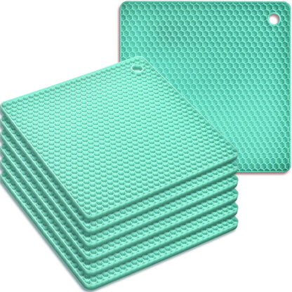 homEdge Silicone Square Trivets Mat, 6 Packs Multipurpose Non Slip Heat Resistant Pot Holder-Black
