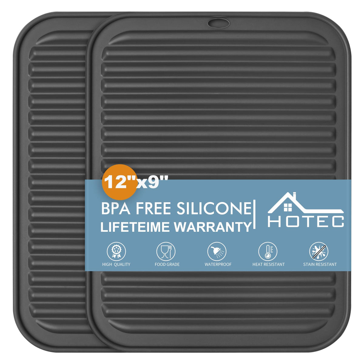 HOTEC 2-Pack Silicone Trivets, Classic Blue